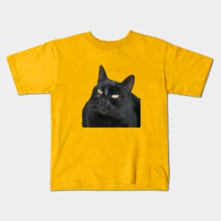 Black Cat With Beautiful Yellow Eyes Vector Art Cut Out Kids T-Shirt